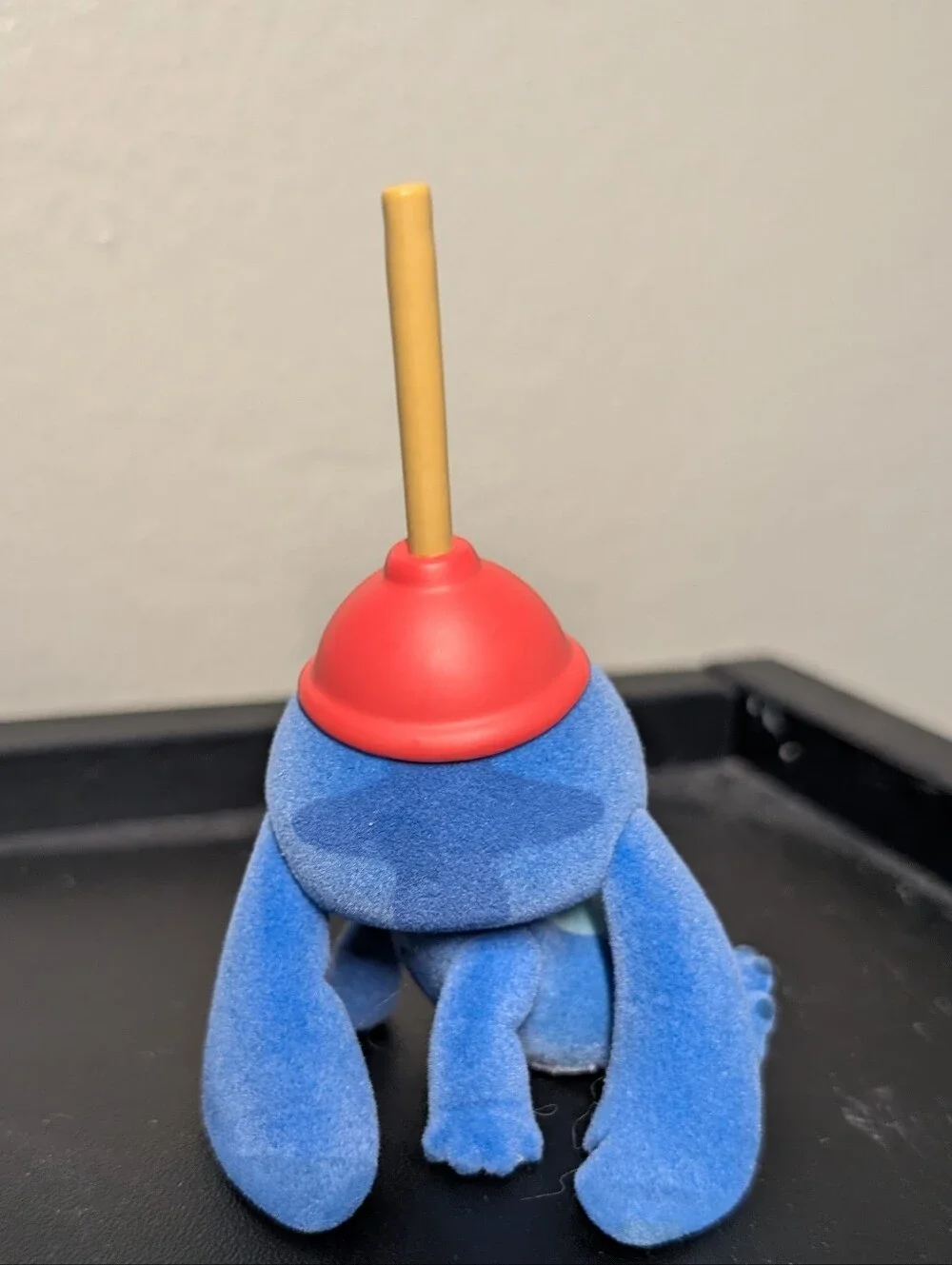 Blue Plush Alien Figure with Red Plunger Hat - Cute Kids Play Toy